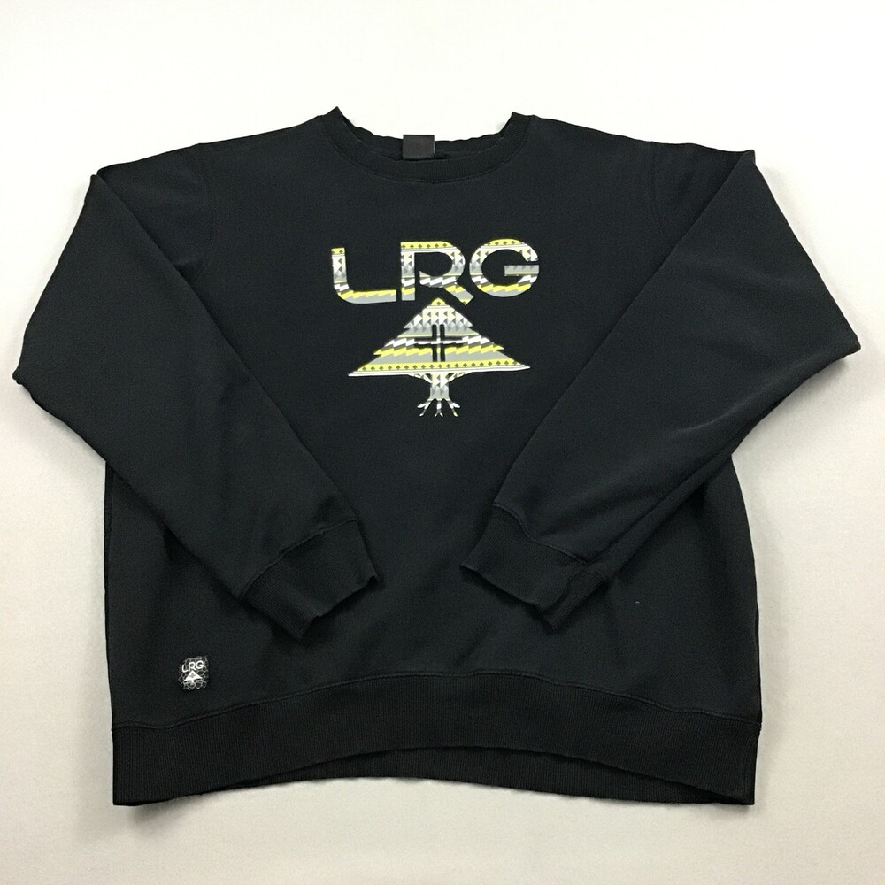 LRG Sweatshirt Men Extra Large Black Nomadic Addict Tree Graphic Crewneck XL